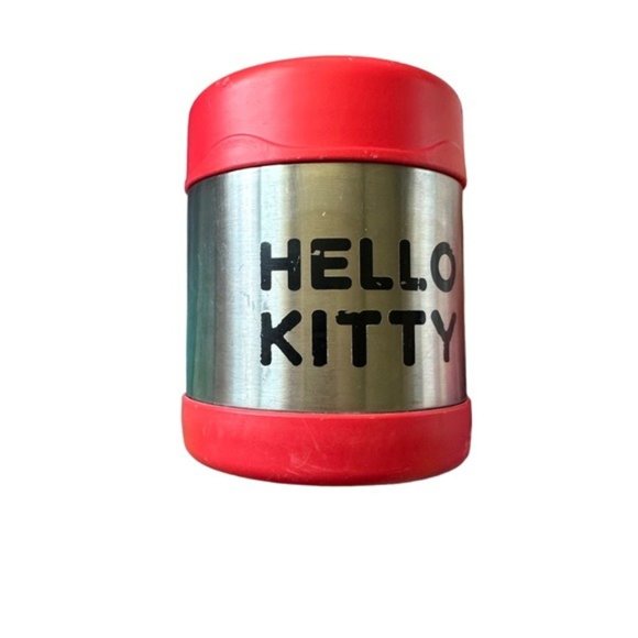 Hello Kitty Thermos Red Silver and Black Kitty Outline - Picture 5 of 8